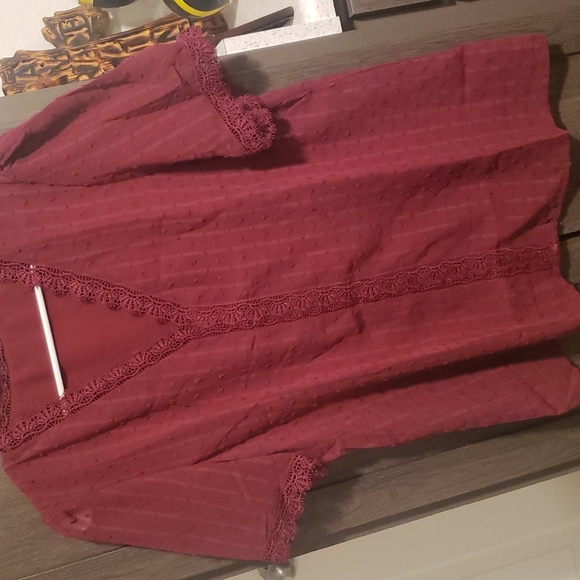 🍁New boutique Vneck swiss dot top - Picture 6 of 9